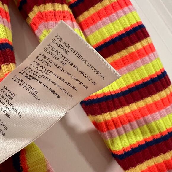 Maeve‎ by Anthropologie Women's Bright Striped Turtleneck Yellow Pink Size S - Picture 6 of 10